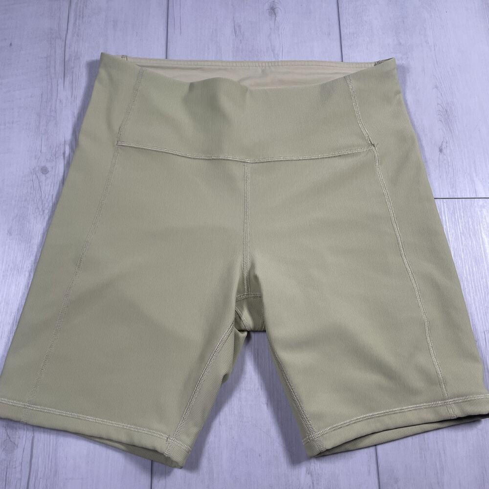 Lululemon Women's 12 Ribbed Contour High Rise Biker Shorts Dew Green Yoga
